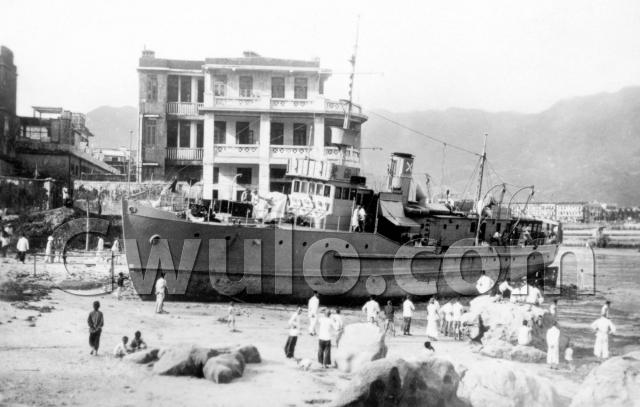 1936 Typhoon: beached ship