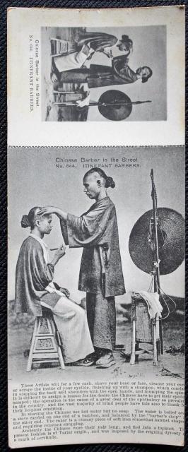Postcard Hong Kong; Chinese Barber in the Street; No. 644 Itinerant Barbers.