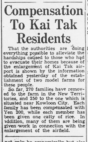 "Compensation to Kai Tak residents"
