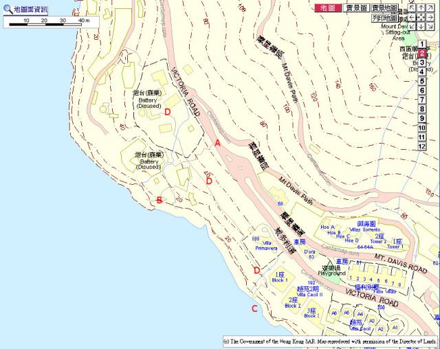 Map of Jubilee Battery & searchlights