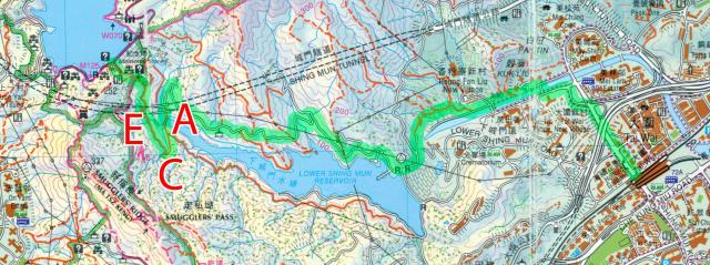 2013 map of lower Shing Mun reservoir