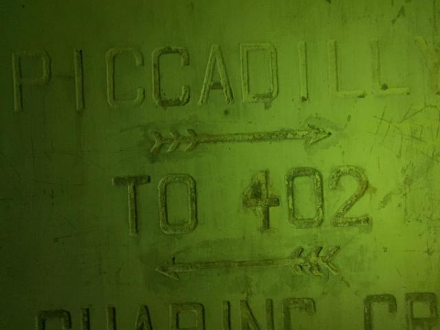 Piccadilly and Charing Cross tunnel signs at Shing Mun Redoubt