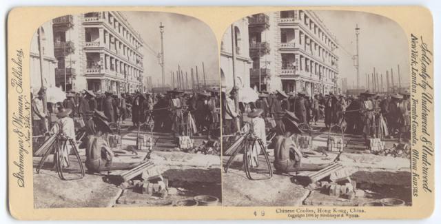 1896 Stereoview: "Chinese Coolies, Hong Kong, China"