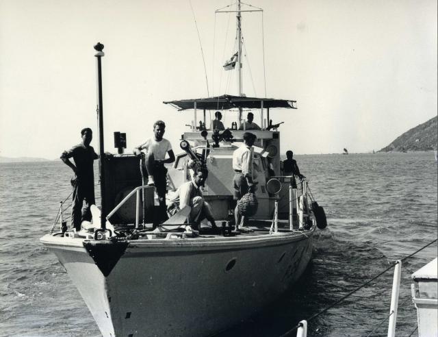 Royal Naval Patrol Craft HMML 3510 on Patrol Pearl River West Hong Kong 1957