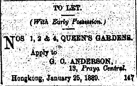 1889 ad for Queen's Gardens