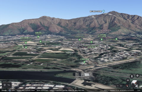 Mountain view of Kam Tin from Google Earth