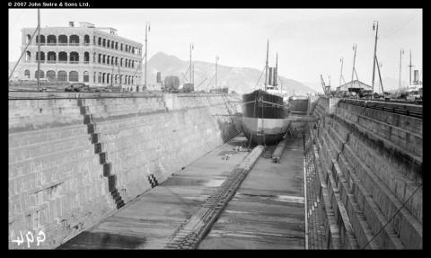 Steamship in dry dock