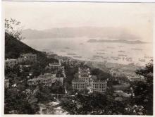 1931 - Norman E. Fields, view of mansions on Old Peak Rd and Hong Kong Harbour
