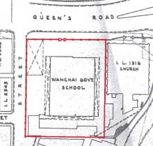 survey sheet showing old Wanchai School in 1958