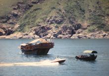 Cargo junk, sampan and speedboat