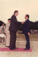 28 April 1979 - Stephen WONG Yuen Cheung with Lord MacLehose of Beoch (25th Gov of HK)
