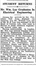 William Lay son of K.F. Lay - SCMP - 23 Nov 1937