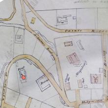 1845 map - Detail of Dent's Bungalow and above
