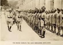 The Prince inspects the 102nd Grenadiers., Hong Kong
