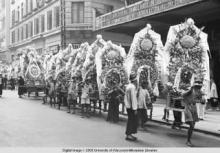 Hong Kong, flowers in a funeral procession