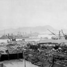 1906 construction of Naval dockyard (after typhoon).