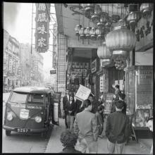 Holland-China Trading Company: Hong Kong, Johnston Road, Central Wanchai, VW T1 delivery van, ca. 1956 (digitally processed negative)