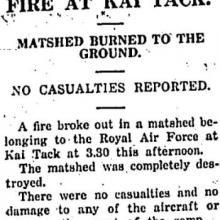 1927 RAF Kai Tak Matshed Fire