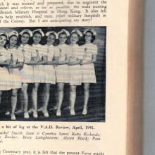 "Showing a bit of leg at the V.A.D. review, April 1941"
