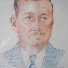 Portrait of Ron Brooks, by AJ Savitsky in Stanley Prison Camp, 1942.
