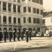Chief Inspector Jack Hayward on parade with Governor Sir Alexander Grantham c.1950