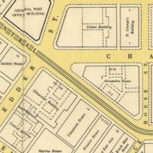 1961 Map of Buildings between Ice House St and Pedder St