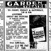 Garden Theatre poster -- July 1932