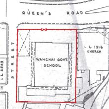 survey sheet showing old Wanchai School in 1958