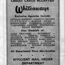 Whiteaways department store advert 1960