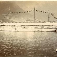 0003-1925 Hong Kong - HMS Tamar (1863-1941) Ship Dressed overall.jpg