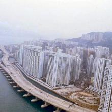 1986 - helicopter view of Island Eastern Corridor