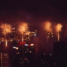 1997 - fireworks over the harbour from Barker Road