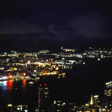 Night view from the peak: Victoria Harbour and Kowloon (1980)
