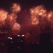 1997 - fireworks over the harbour from Barker Road
