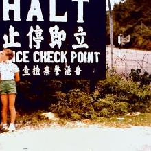 Family photo at the border, possibly Shek Chung Checkpoint