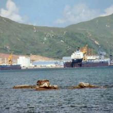 1980 - Tsing Yi shipyard from Ma Wan