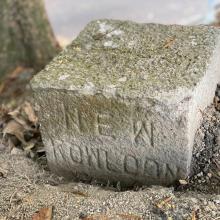 Caldecott road NK/NT boundary stone