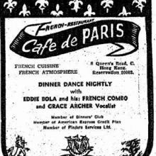 1959 Cafe de Paris Advertisement