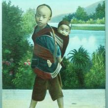 Chinese life, boy carrying baby