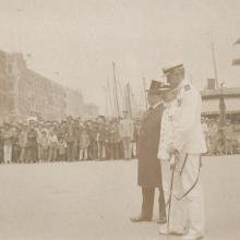 Commanders of HMS Tromp and HMS Hertog Hendrik with Dutch Consul General, April 1920