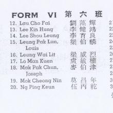 Wah Yan Form 6, 1951-2