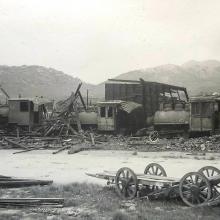 Kaitak Reclamation 1923 - Temporary Railway Locomotives after typhoon