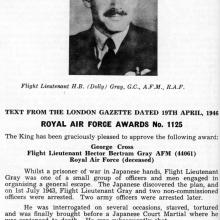 Flight Lieutenant H.B. (Dolly) Gray G.C., A.F. M. ,R.A.F.