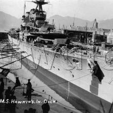 HMS Hawkins in the dry dock at Hung Hom