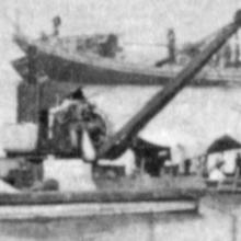 Steam crane on barge