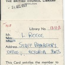 BRITISH COUNCIL library ticket