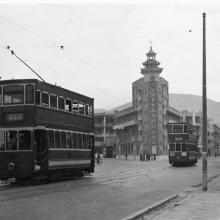 Trams at the Chinese Methodist Church 1936