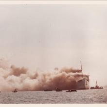 RMS Queen Elizabeth on fire
