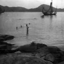Lyemun Swimming off rocks 1952.
