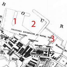 1905 map of the Naval Yard Extension
